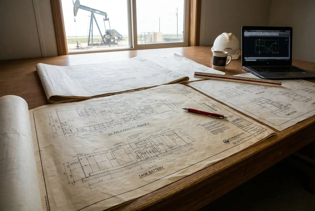 Oil pad engineering site plans.
